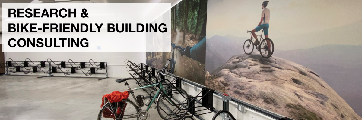 Research & Bike-Friendly Building Consulting. The new bike storage room at the Bentall Centre.