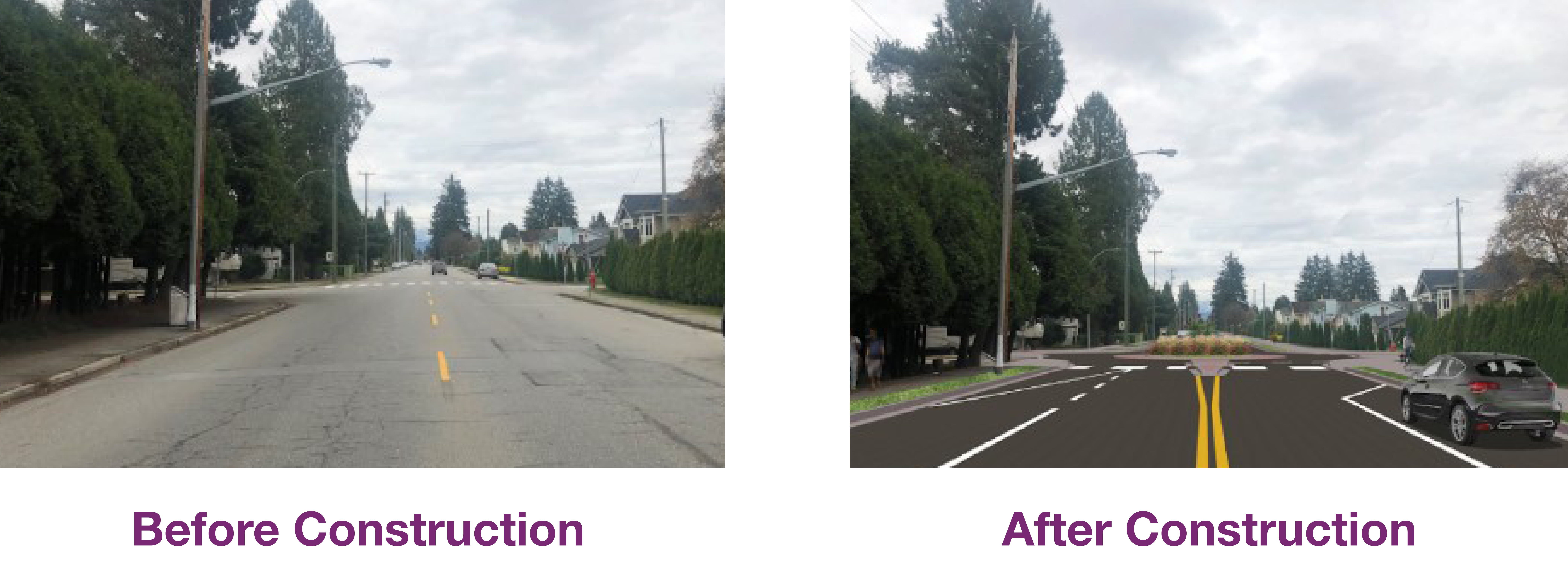 Photos of PRAIRIE AVENUE AT NEWBERRY STREET (LOOKING EAST) - BEFORE AND AFTER CONSTRUCTION